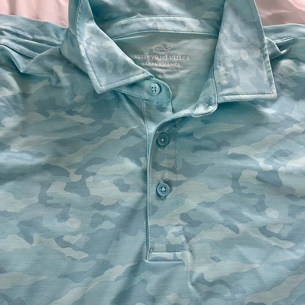 Vineyard Vines Men's Light Aqua Camo Performance Polo